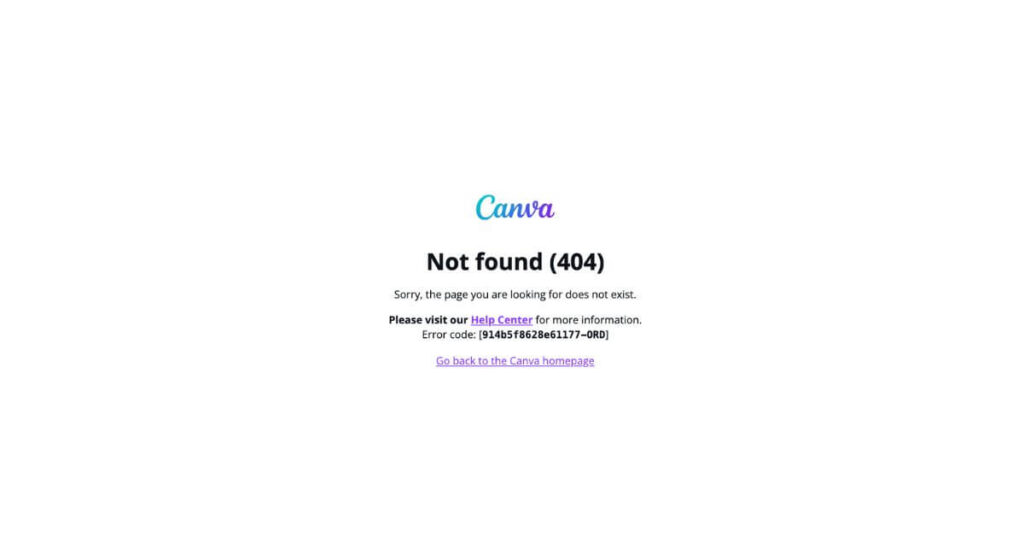 Canva 404 page example