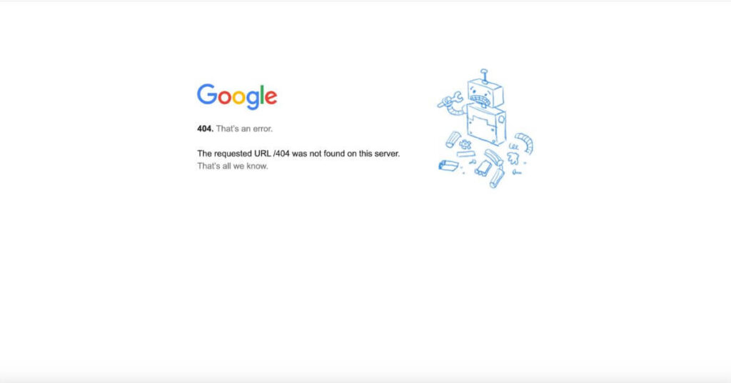 Google 404 page example