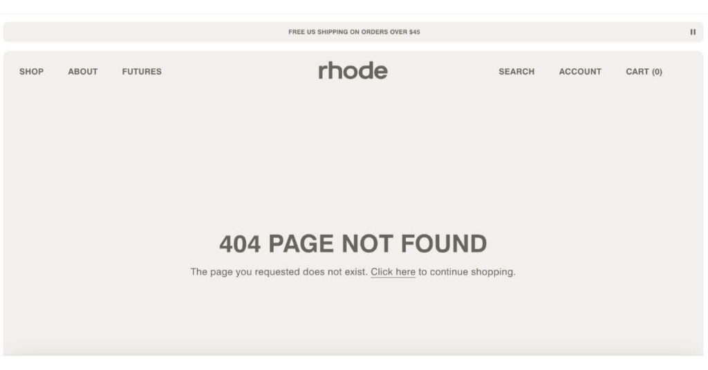 Rhode Skin 404 page example