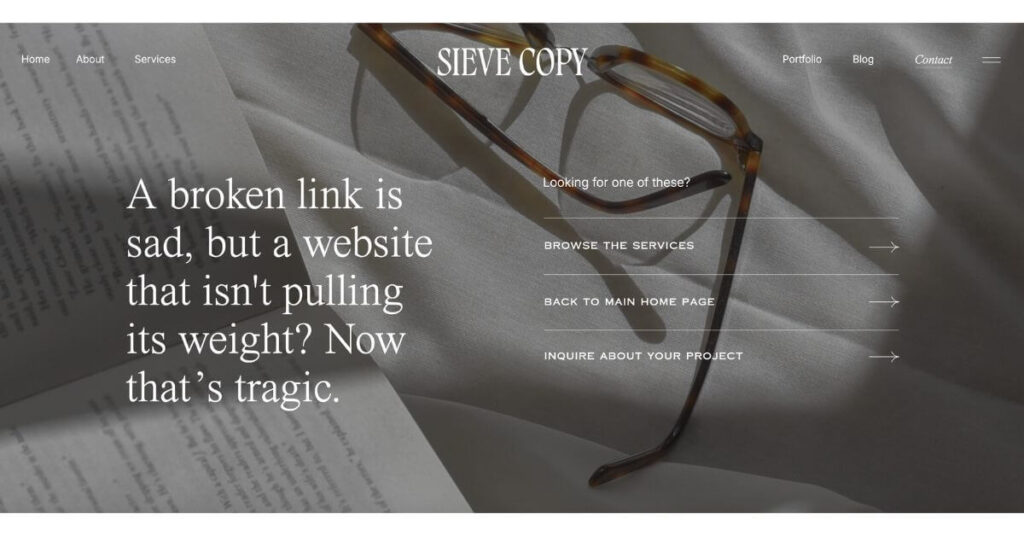 Sieve Copy 404 page example